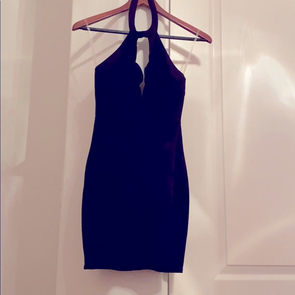 Halter Plunge Front Cocktail Dress
